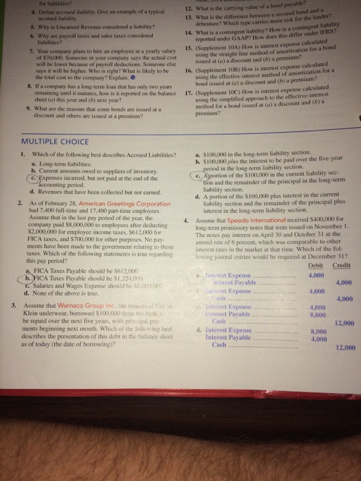 explanation for question 2 on the multiple choice Define accrued liability.