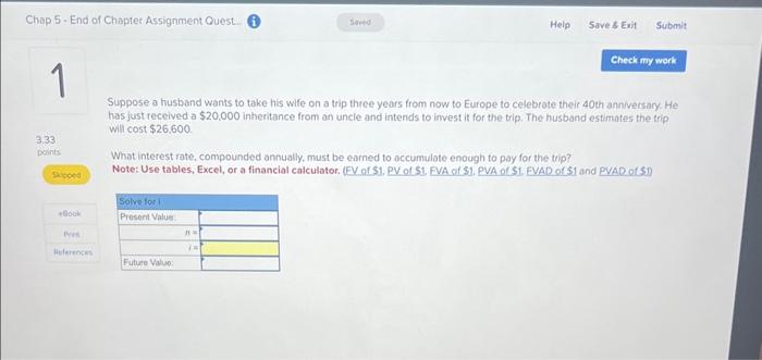  Chap 5 - End of Chapter Assignment Quest. (i) Suppose a