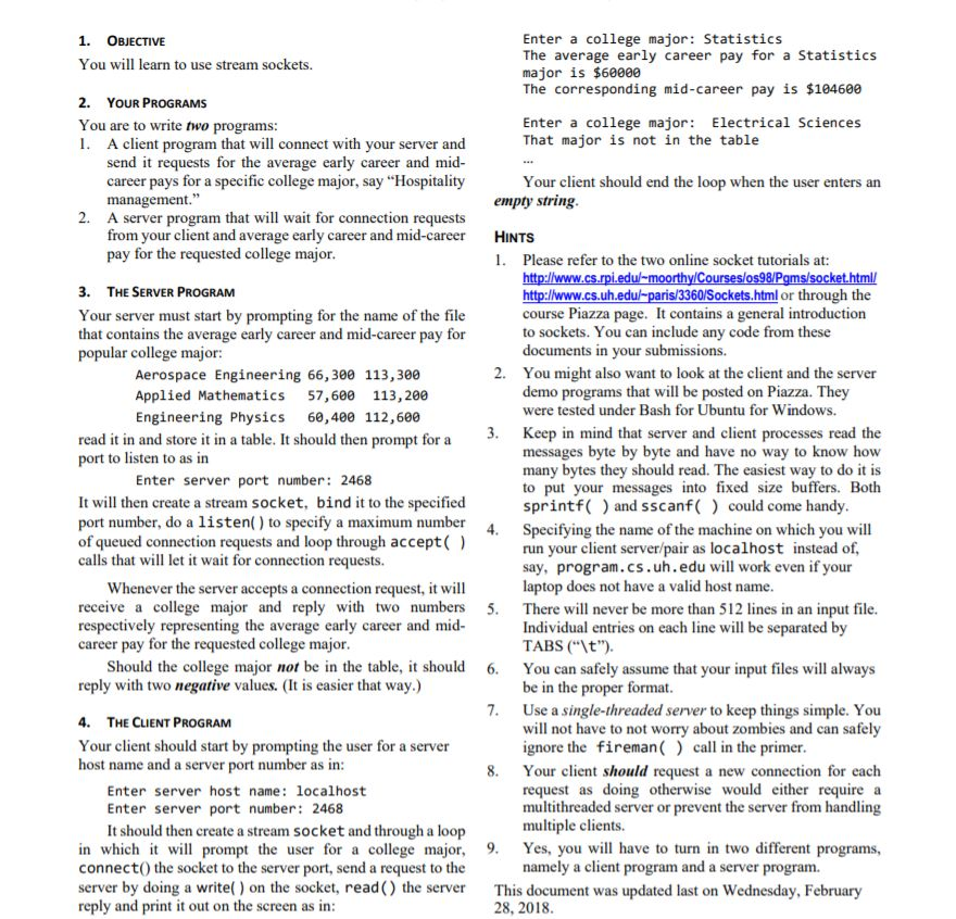  Need help ASAP! Program should be wriitten in C or C++.