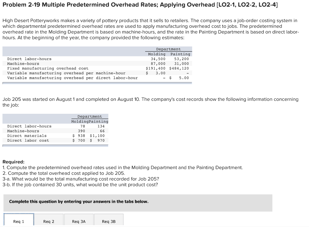  Problem 2-19 Multiple Predetermined Overhead Rates; Applying Overhead [LO2-1, LO2-2, LO2-4]
