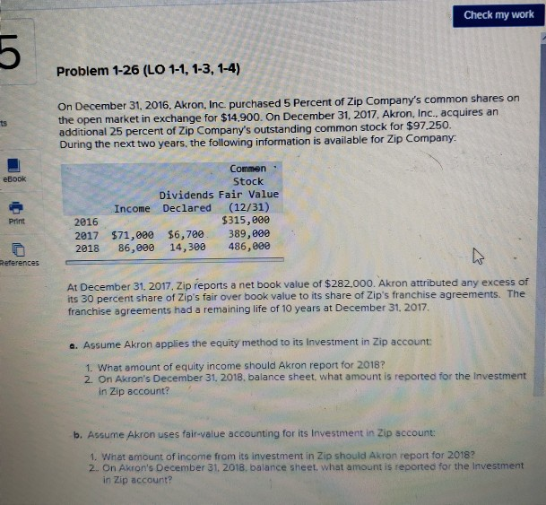 Check my work Problem 1-26 (LO 1-1, 1-3, 1-4) On December