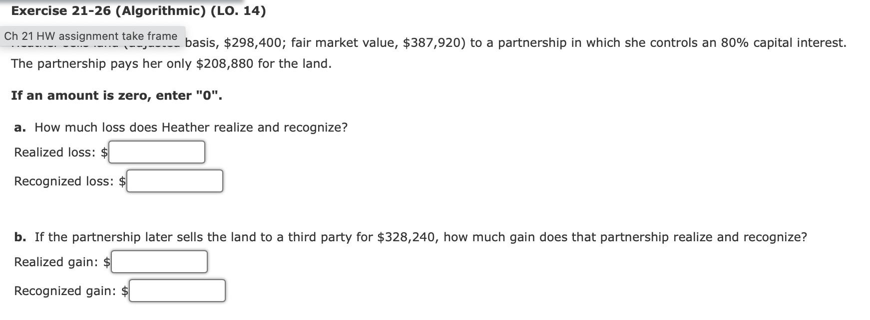  Heather sells land (adjusted basis, $298,400; fair market value, $387,920) to
