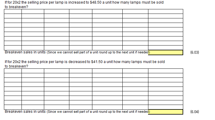 202 the selling price per lamp is increased to $48.50 a unit