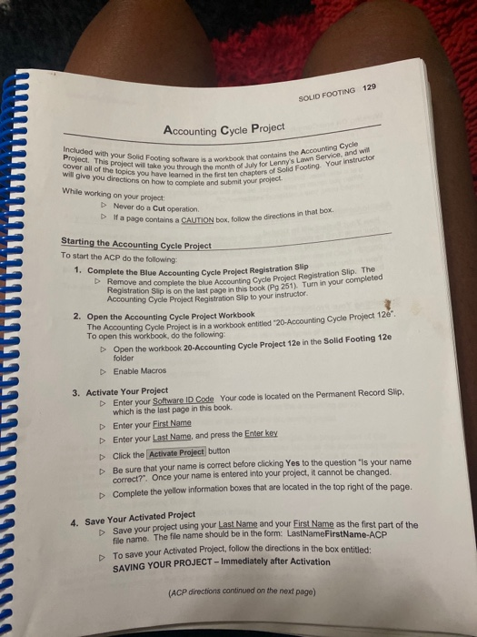  SOLID FOOTING 129 Accounting Cycle Project Included with your Sold Footing