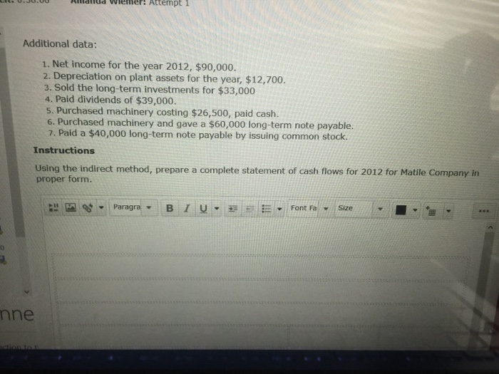 2012 for Mattila company in proper form please Question 33 (2u points)