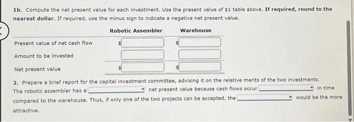 of Iguana Inc, is considering two capital investments. The estimated operating income