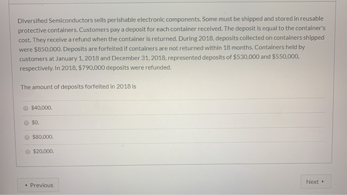  Diversified Semiconductors sells perishable electronic components. Some must be shipped and