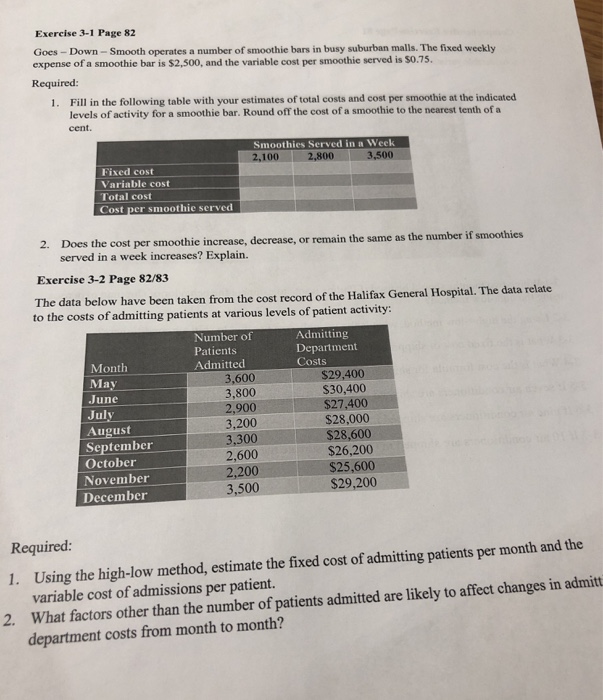  Exercise 3-1 Page 82 Goes - Down- Smooth operates a number