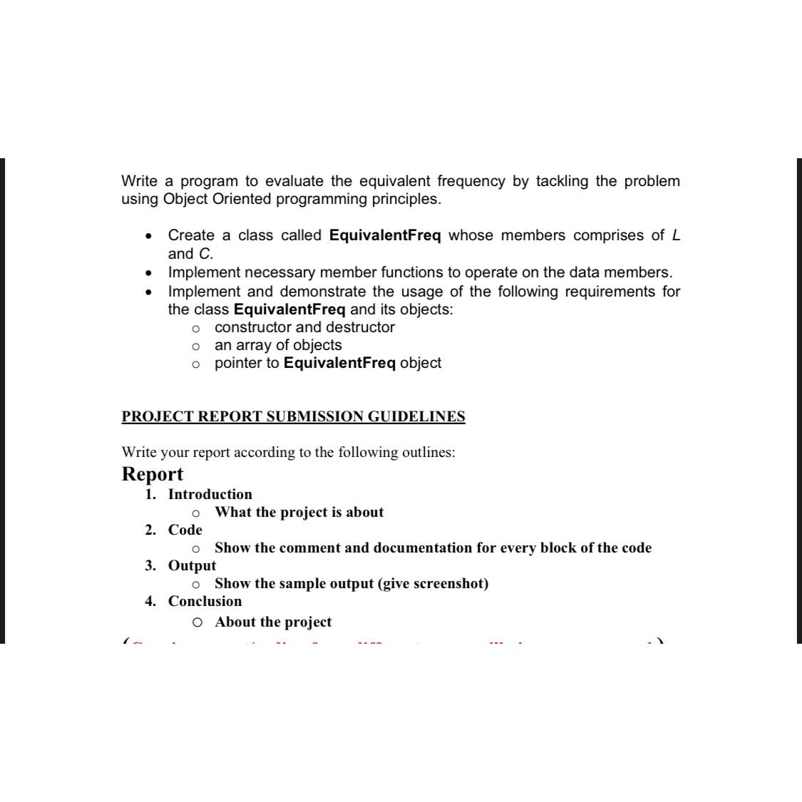  Write a program to evaluate the equivalent frequency by tackling the