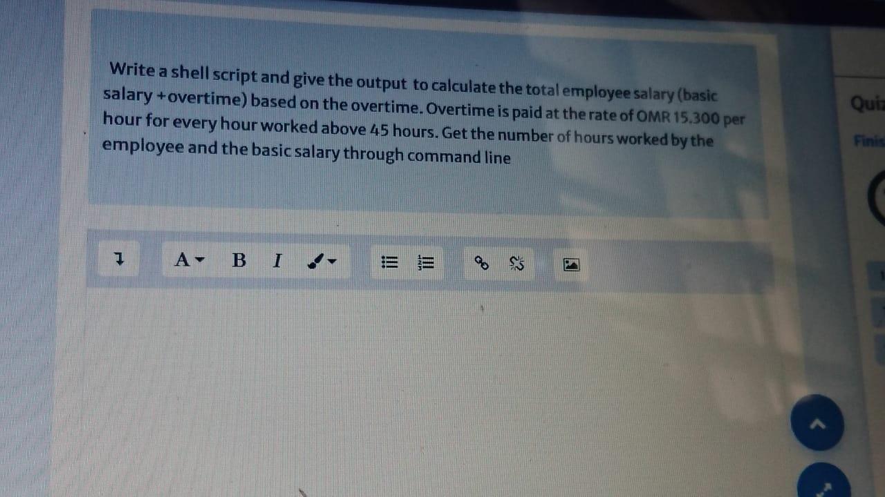  Write a shell script and give the output to calculate the