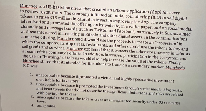  Munchee is a US-based business that created an iPhone application (App)