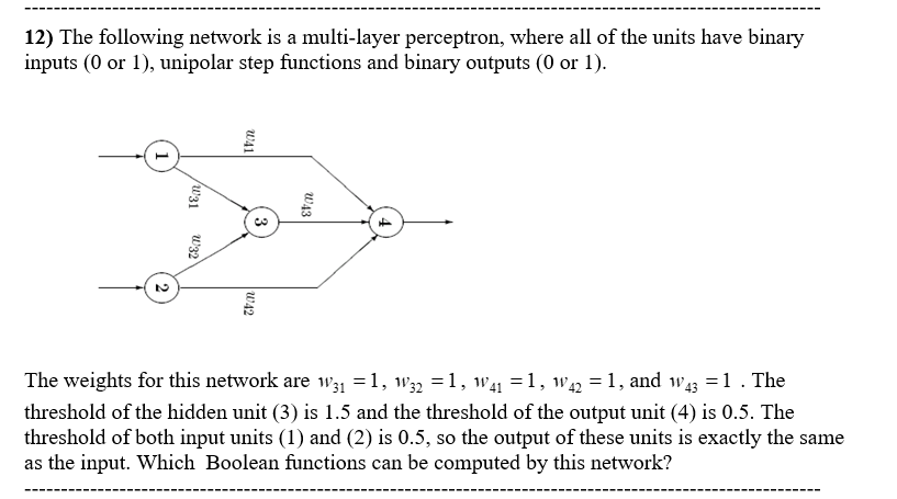  The following network is a multi-layer perceptron, where all of the