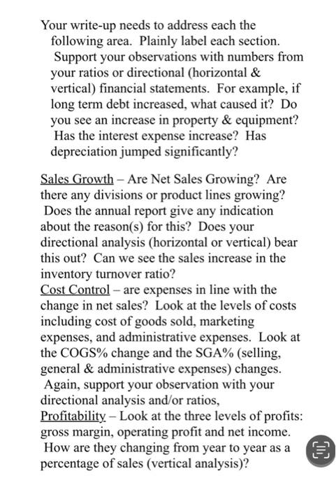  Your write-up needs to address each the following area. Plainly label