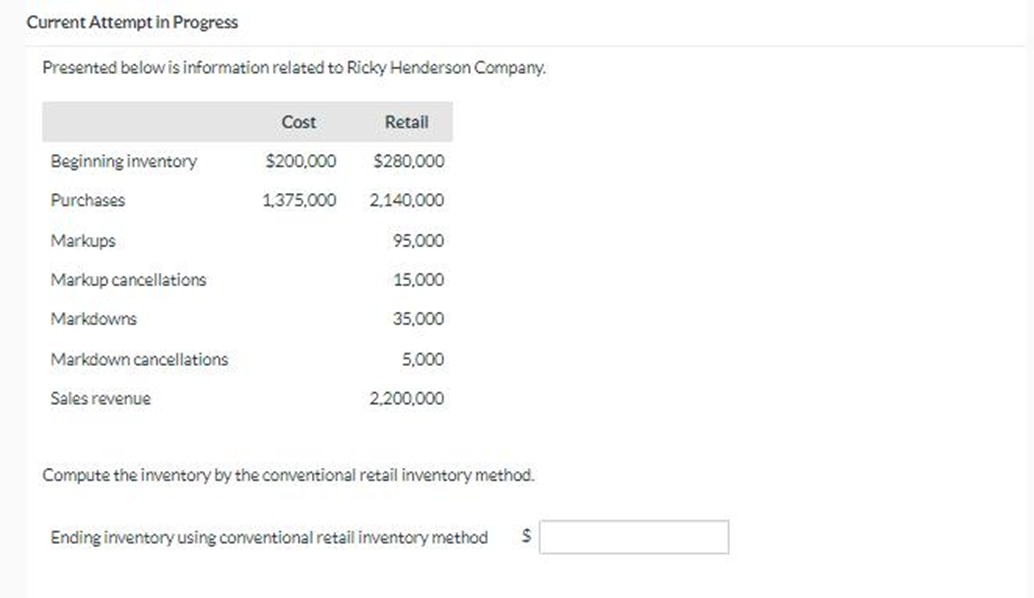  Current Attempt in Progress Presented below is information related to Ricky