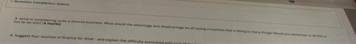 4. Sustest four sources of finance for Amal - and explain the