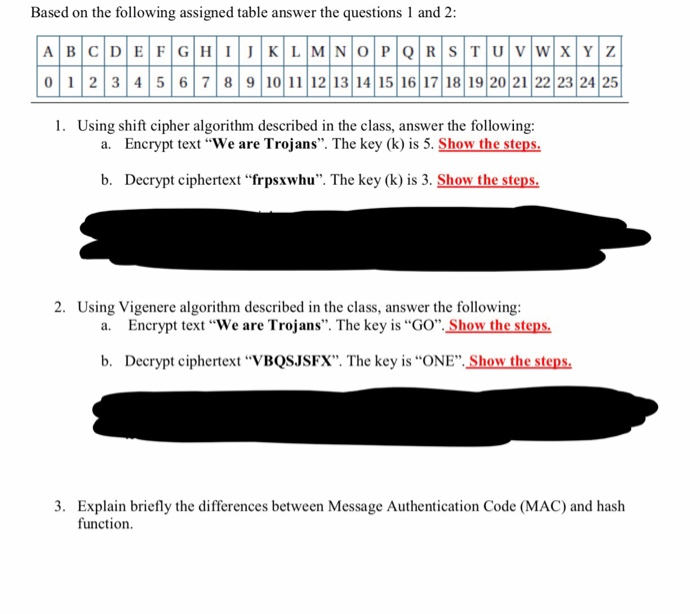  Based on the following assigned table answer the questions 1 and