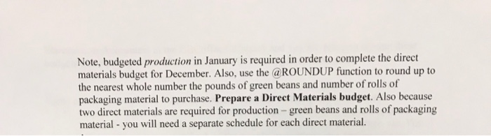 budgets by month for October, November, and December, and a total budget