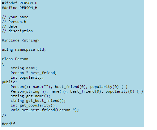 1. Perform the following exercises under lab4 sub directory. 2. Implement class