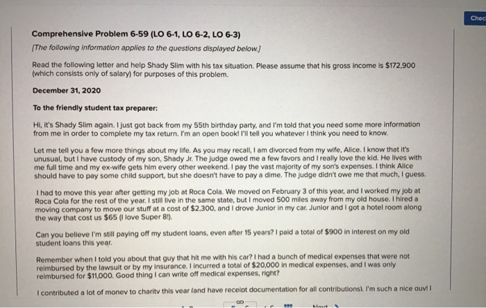  Chec Comprehensive Problem 6-59 (LO 6-1, LO 6-2, LO 6-3) (The