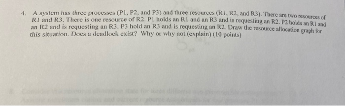  4. A system has three processes (PI, P2, and P3) and