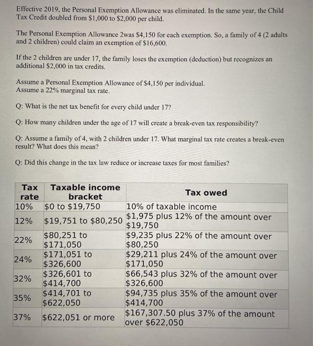 2. How many children under the age of 17 will create breakeven
