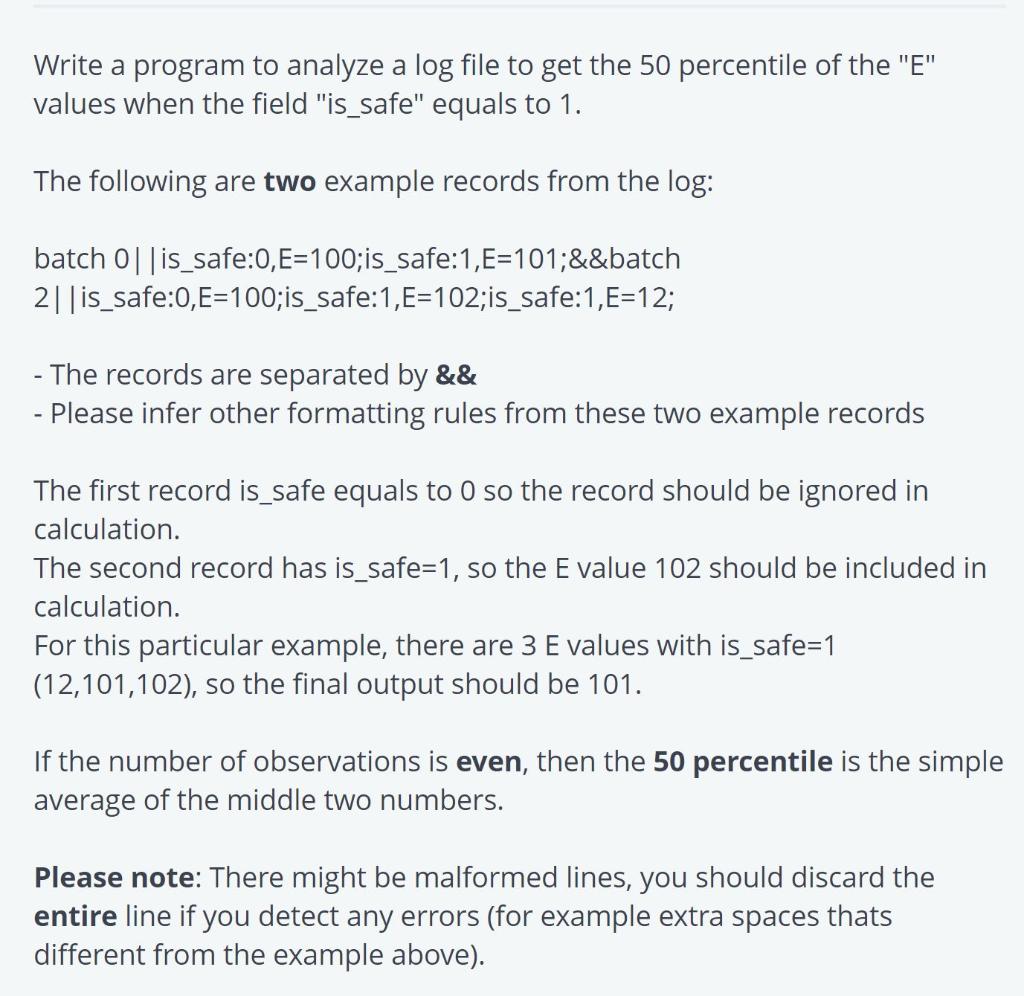 Java Program Write a program to analyze a log file to get