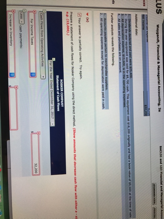 Submission) The following are the financial statements of Nosker Company. NOSKER COMPANY