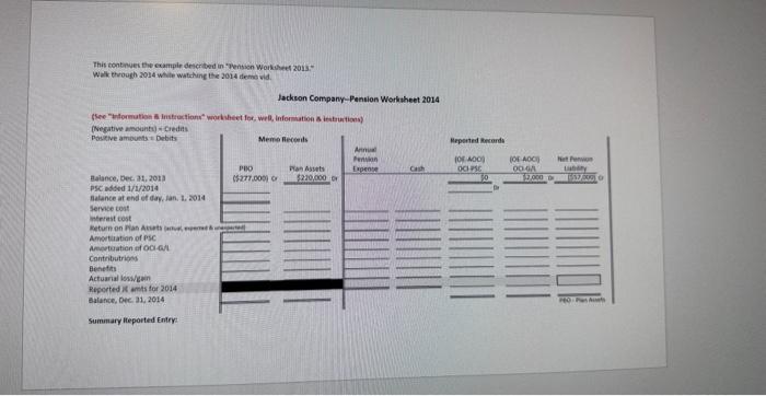 well as preparing the journal entry for 2015 Penslons-Class Example 8. Worksheet