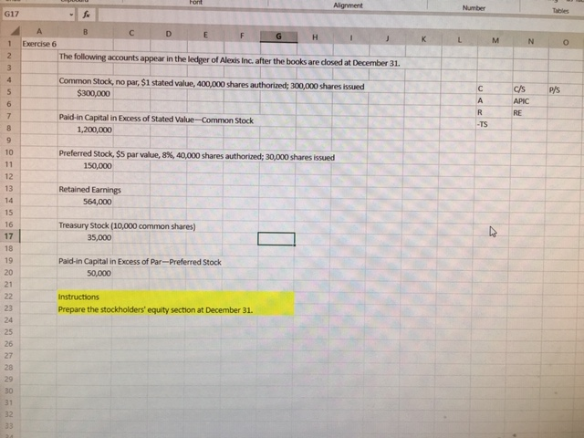 Alignment G17 BcDE F G H K 1 Exercise 6 L