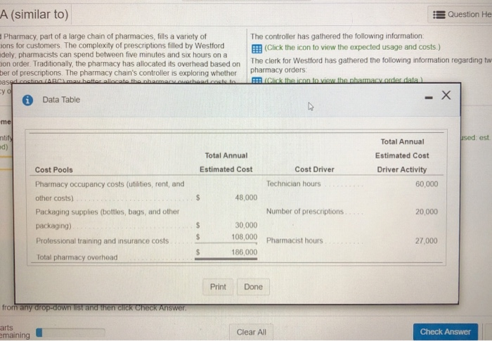 Question Help Westford Pharmacy, part of a large chain of pharmacies, fills