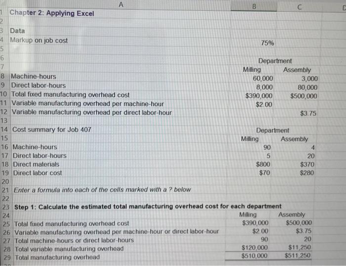 A Chapter 2: Applying Excel Data Markup on job cost 75%