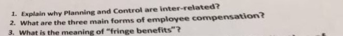  Explain why Planning and Control arc inter-related? What are the three