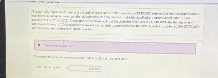  UT ALLTIFTU Pira Inc's only temporary difference at the beginning and