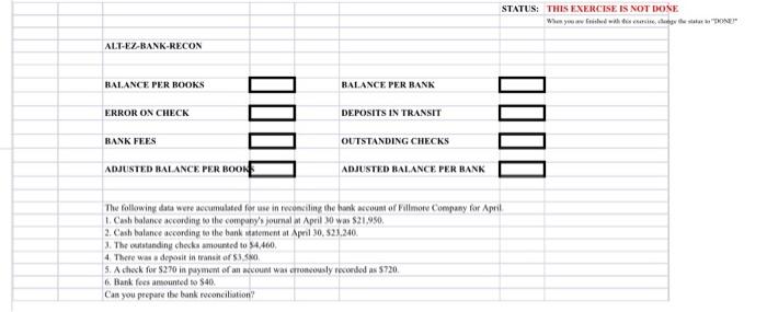  STATUS: THIS EXERCISE IS NOT DONE When you lewer, ONE ALT-EZ-BANK-RECON