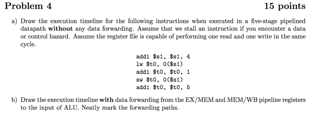 Problem 4 15 points a) Draw the execution timeline for the