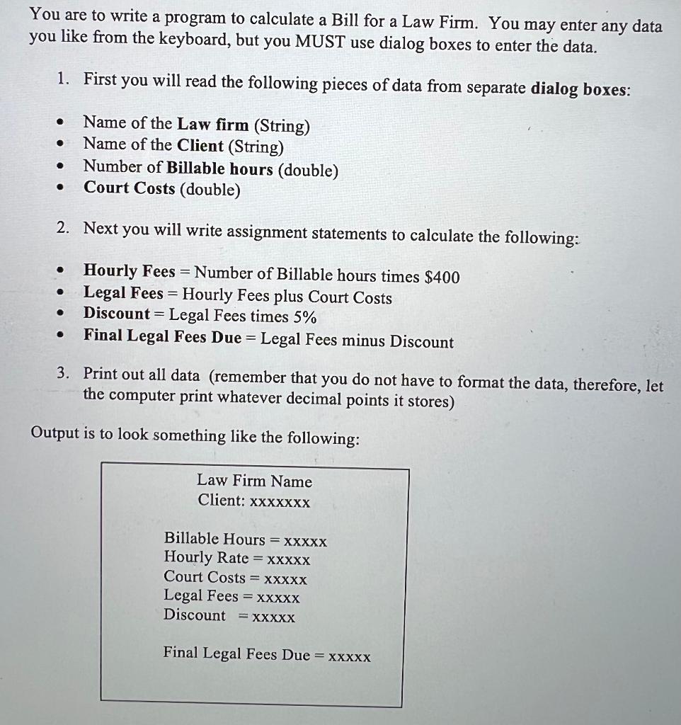 NEEDS TO BE WRITTEN IN JAVA LANGUAGE You are to write a