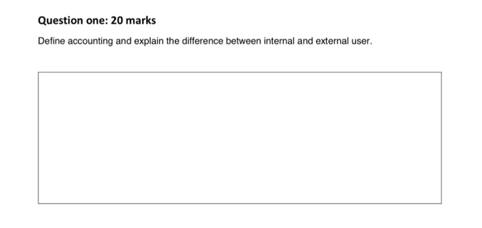  Question one: 20 marks Define accounting and explain the difference between