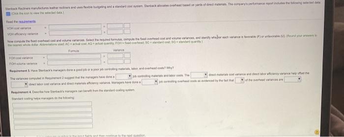 and for direct labor. For manufacturing overhead, compute the variable overhead cost,