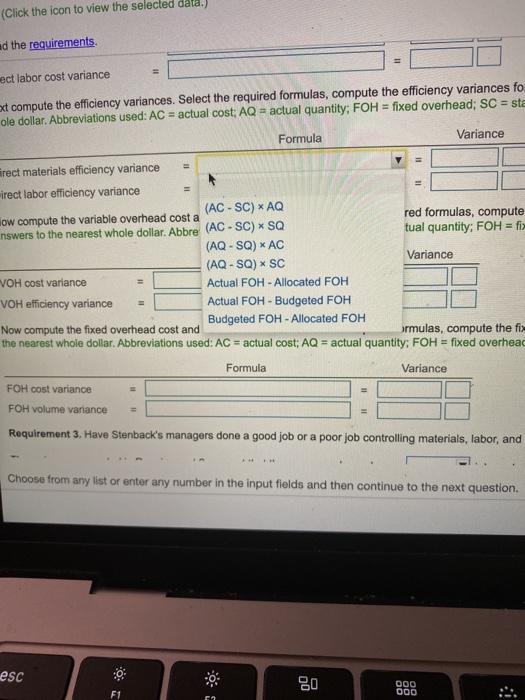 variable overhead efficiency, fixed overhead cost, and fixed overhead volume variances. Round