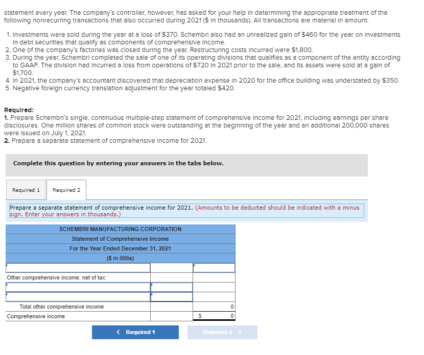 on the adjusted trial balance of Schembri Manufacturing Corporation for the year
