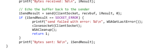 family, result-ai socktype, result- ai protocol); if (ListenSocket INVALID SOCKET) printf("socket failed
