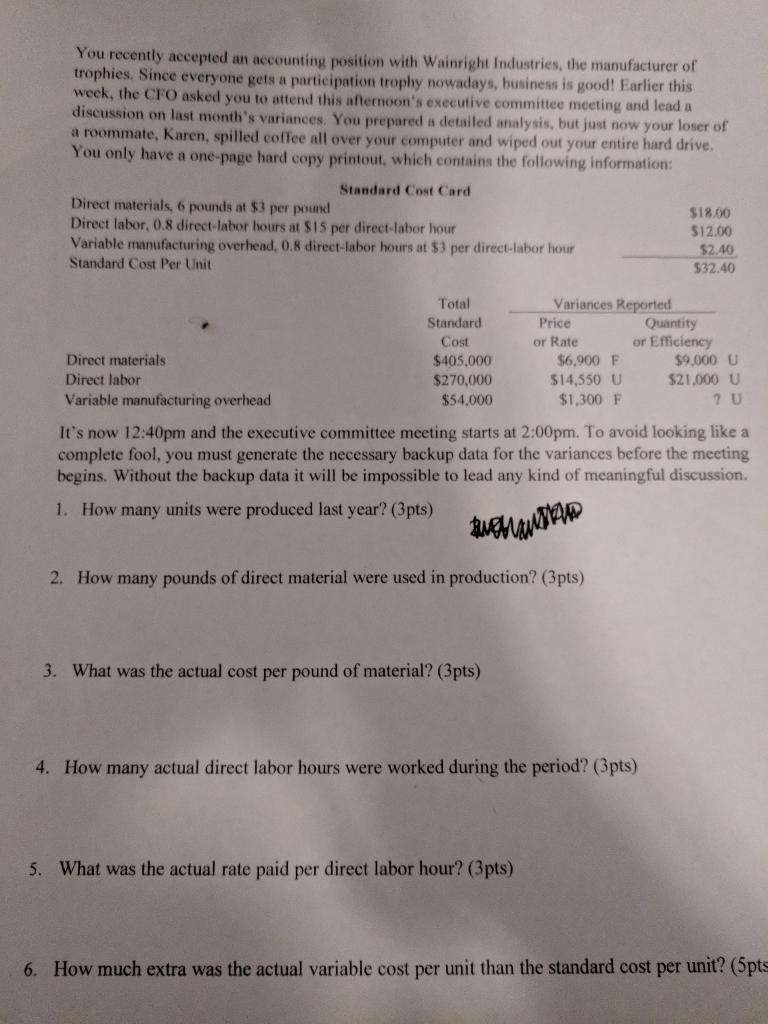Please assist with solving this variance question! I gotta figure out how