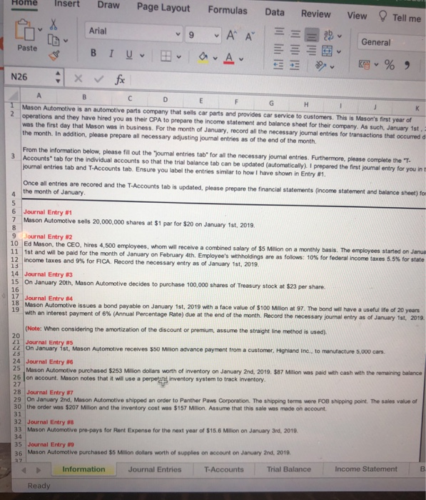  View Tell me Insert Draw Page Layout Formulas Data Review Arial
