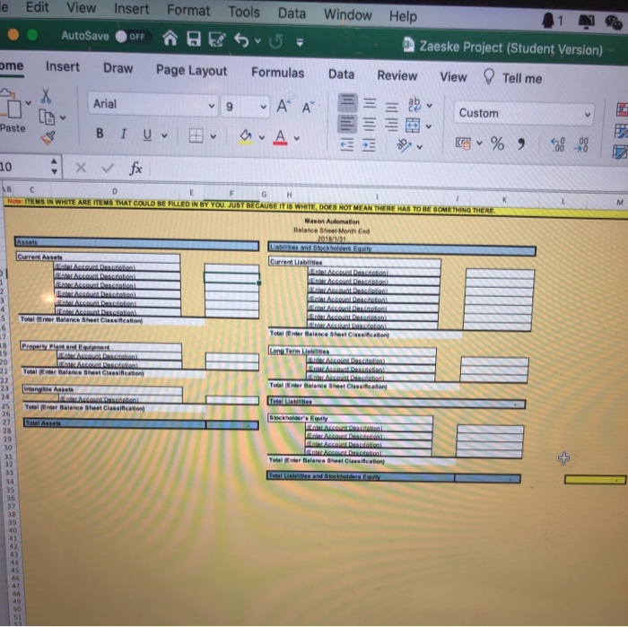 as of the end of the month From the information below, please
