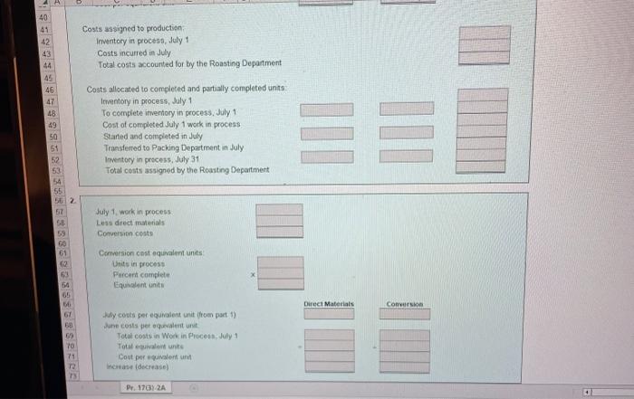  fill in the blanks using the data from below Costs assigned