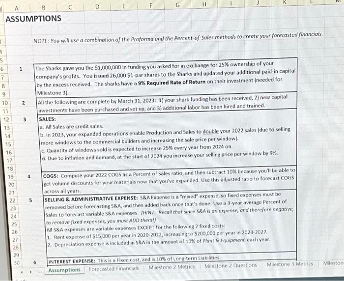 shark funding has been received, 2) new capital investments have been purchased