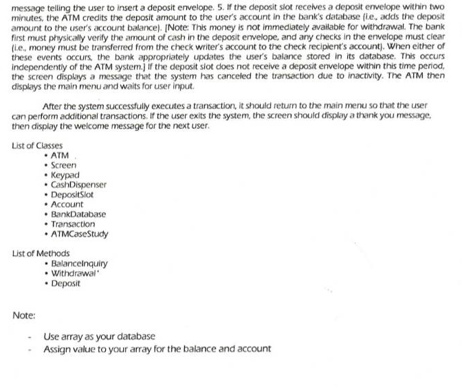 bank intends to install a new automated teller machine (ATM) to allow