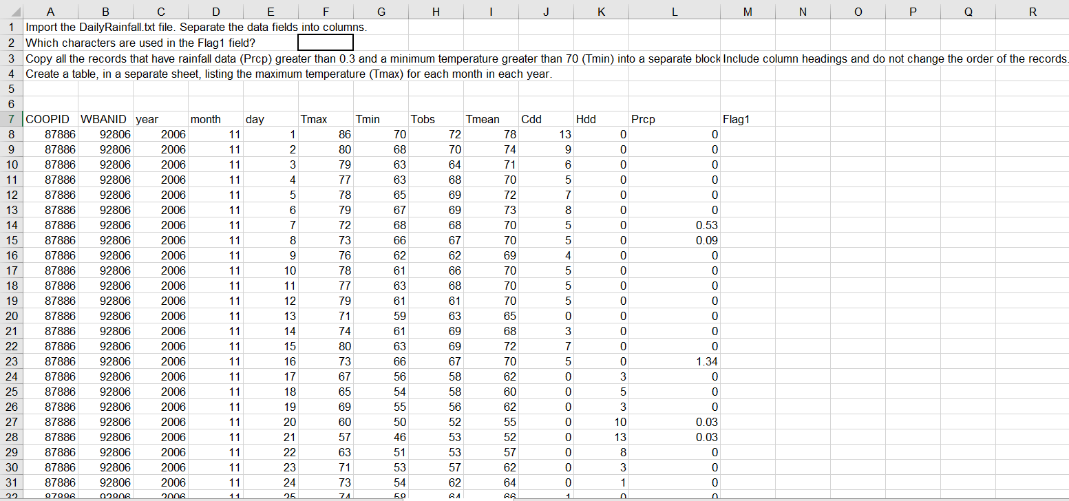 Excel Problem A B C D E F G H _ J