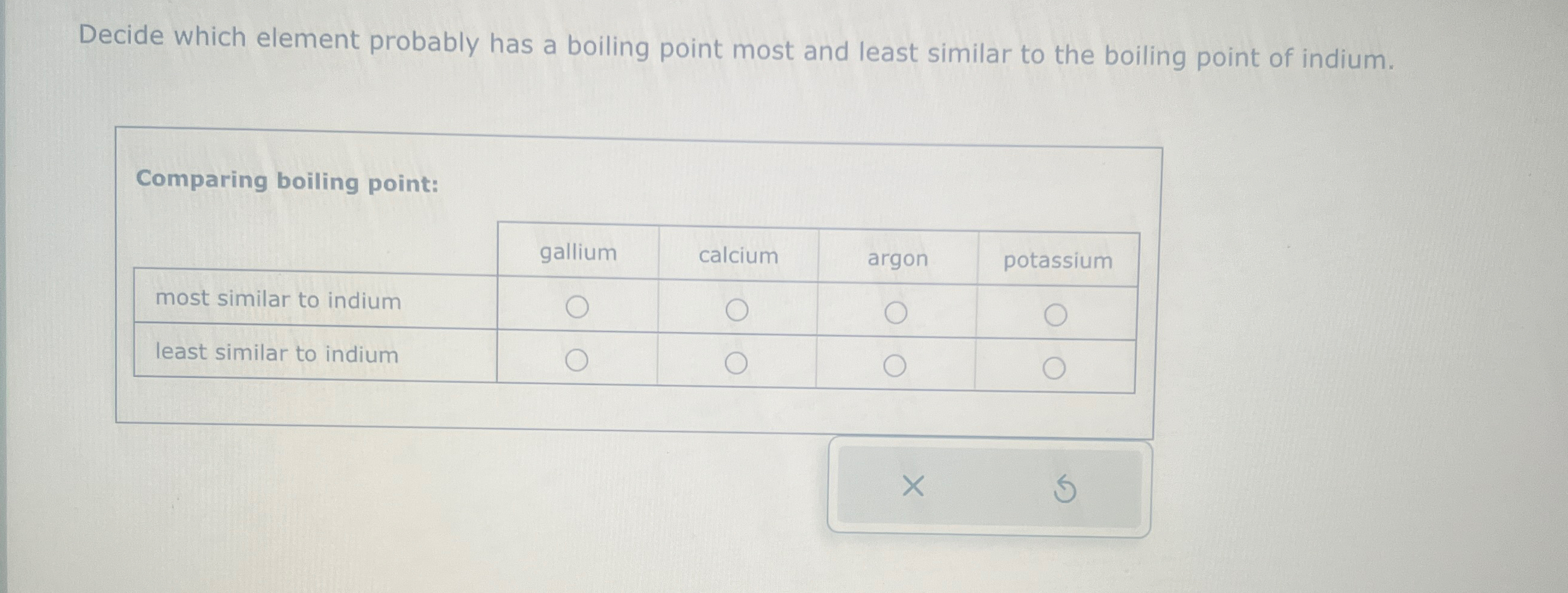  Decide which element probably has a boiling point most and least