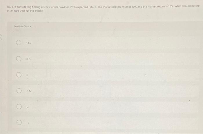 Please answer and I upvote You are considering finding a stock which